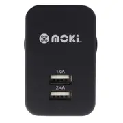Moki Dual USB Wall Mobile Travel Charger Power AU/NZ Plug Travel Adapter Black