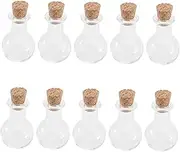 GOOHOCHY 10PCS Drift Glass Bottle with Cork Stopper Transparent Perfume Wishing Bottles for Essential Oils Decorative Use Great Present Idea High Borosilicate Glass