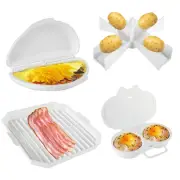 4Pcs Microwave Cooking Set with Bacon Baking Plate Egg Steamer Fried Egg ##☢