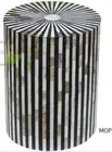 Table Stool Round Stripe Design Drum Mother Of Pearl Solid Wood Side Stool Table