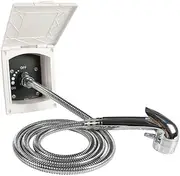 Marvix External Shower Point Water Outlet Socket White & Trigger Shower Head Set For Motorhome, Caravan, Campervan, Horsebox