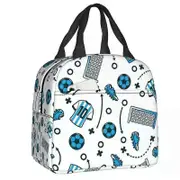 a1549 Football Soccer Insulated Lunch Tote Bag Resuable Bento Box Work School sz58