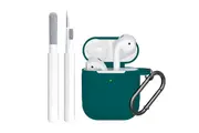 Airpods Case Cover Silicone Protective Case for Apple AirPod 2nd and 1st Generation with Cleaner Kit and Keychain-Green