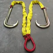 Obstacle car Breakdown Car J Type Trailer Hook - With Protective Case Flatbed Truck Trailer Safety Tow Chain, J Hook Tow Chain V Bridle With Large Shank J Hooks and Grab Hooks, 5T Working Load Breakdo