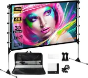 Projector Screen with Stand 120 inch Portable Anti Crease Indoor Outdoor Project