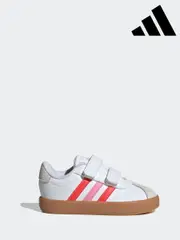adidas White/Grey VL Court 3.0 Hook and Loop Trainers (E40326) | $69