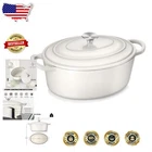 Durable 7QT Cast Iron Dutch Oven with Non-Stick Enamel - All Cooktops Compatible