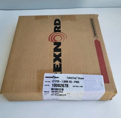 REXNORD TABLE TOP CHAIN 10082678. 10FT LF1755-1.09IN SS-PINS.