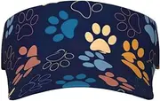 Cute Dog Paw Print Sunscreen Visor Hats for Women Men Adjustable Empty Top Beach Cap Hat Adults Outdoor Sports Black, Black, One Size