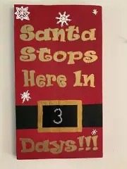 christmas chalkboard countdown to Santa wall art Santa stops here chalkboard