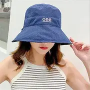 JUNMIN Ladies Outdoor Sunscreen Canvas Hat, Summer Double-Sided Sunshade Korean Style Small Fresh Sun Hat (Color : Blue)