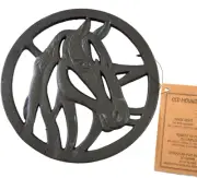 NEW with tag Old Mountain Black Cast Iron Trivet 7.5" Round Horse