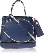 SamLouise Leather Women Large Sports Handbag Tennis Racket Shoulder Bag Tennis Tote Bag with Front Pocket for Tennis Racket