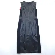 Spanx 20393R Leather-Like Combo Fitted Sheath in Luxe Black Dress Size M NWT