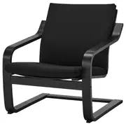 POÄNG low-back armchair, black-brown/Vissle black