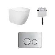 Zumi Venus Rimless Floor Pan With Round Satin Chrome Flush Plate WELS 4 Star 4.5L/Full