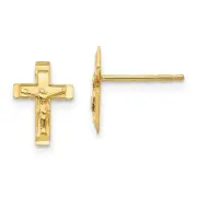 *BRAND NEW* 14k Yellow Gold Madi K Crucifix Post Earrings SE2347