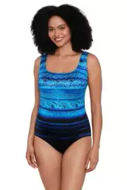 Longitude Coastal Living Double X-Back Tank One Piece Blue