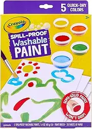 Crayola Spill Proof Washable Paint Kit, Less Mess Solution for Paint that Wont Drip or Spill