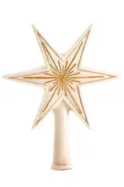 Marolin Papermache' Tree Topper Little Star Antique White MA200313 with Gift Box