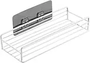[Generic] Metal Wire Punch- Wall Hanging Mounted Spice Rack Storage Shelf Basket Space Saver with 1 Sticky Hook for Bathroom Kitchen