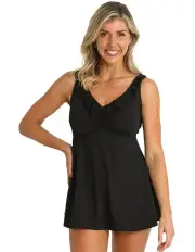 [Jantzen] Cosmopolitan Mesh Frill Singlet in Black