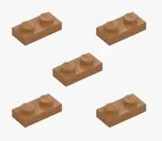 5 New LEGO Medium Nougat 1x2 Plates 3023 flat panel city building plate brown
