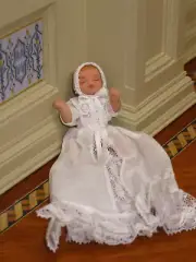 Debra Hammond Baby Doll in Baptismal Gown - Artisan Dollhouse Miniature