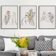 Woman's Face Line 3 sets Canvas Wall Art