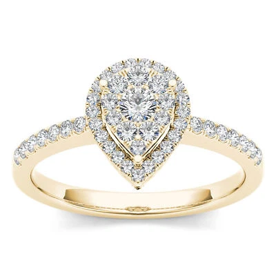 14K Yellow Gold Diamond Engagement Wedding Ring Size 7 (0.5ct/SI2,H-I)