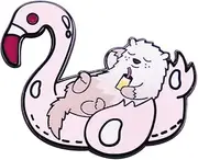 [NewZenro] Funny Cartoon Pink Flamingo And Otter Brooch Pin For Women Girls Boy Cute Novelty Sea Animal Bird Lapel Enamel Pins Corsage Clips Badges Button Friendship Jewelry Gifts For Backpacks Clothing Bags
