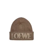 Loewe Logo Embroidered Ribbed-Knit Beanie One size light brown