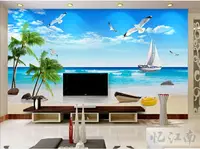 在飛比找樂天市場購物網優惠-美景風光海景陽光海灘自粘墻貼大自然視覺3D客廳電視背景墻畫