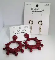 SUGARFIX by BaubleBar Earring Bead Embellished Hoop Cuffs Gold Pearl Pomegranate