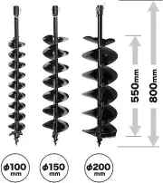 Makita Earth Auger Bit 100,150,200mm For DG460DZ / DG001GZ