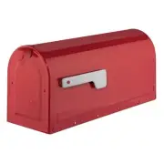 Architectural Mailboxes 7600R MB1 Post Mount Mailbox - Red with Silver Flag -...