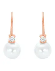 [Amor] Wax Pearl Hook Earrings In Rose Gold