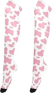 [Caihoyu] Thigh High Baseball Socks for Women Lightweight Thigh High Socks Extra Long Socks Over Knee Baseball Socks for Weddings Cow Skin, Cow Skin