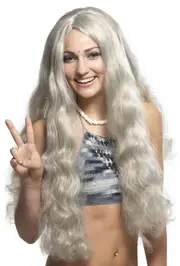 Hippie Hippy Blonde Grey 70s 60s Men Women Costume Wig
