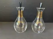 1950s Vintage Pyrex Oil & Vinegar Cruets With Gold Bands and Stoppers UNUSED