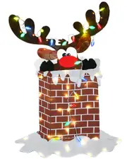 National Tree Company 47in Pre-Lit Reindeer Stuckin Chimney Decoration