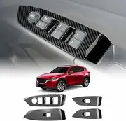 X-CAR Power Window Control Switch Panel Trim Decor Cover Protector for Mazda CX-5 CX5 2017-2025 Carbon Fibre Style