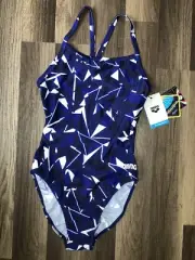 Arena Women's Shattered Glass Light Drop Back MaxLife One Piece Swimsuit Size 32