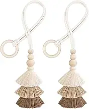 Curtains Tassel Tiebacks | Washable Curtains Holders - Set of 2 Window Drapery Ties for Dining Room Study, Adjustable Drape Holdback Rope