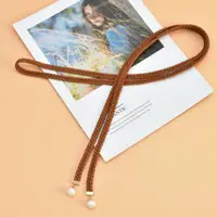 在飛比找ETMall東森購物網優惠-珍珠復古編織流蘇女韓版棉繩皮帶
