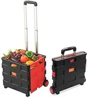 Shopping Basket Foldable Cart Pack & Roll Folding Handle Shopping Trolley Grocery Basket Portable