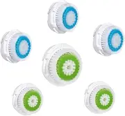 Facial Cleansing Brush Head Replacement, Deep Pore Facial Brush Heads For Clogged and Enlarged Pores(3Green 3Blue)