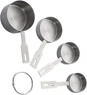 BEBEMOKO 4pcs Stainless Steel Graduated Measuring Cups Easy to Clean Comfortable Grip for Accurate Baking and Cooking Measurements