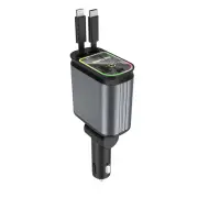 4 in 1 High Power 66W Super Fast Retractable Car Charger with Star Projector Night Light Car Mood Light for iOS and Andr