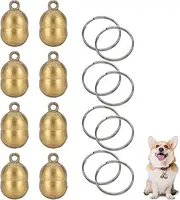 8PCS Copper Bells for Small Dog Collar,Extra Loud Dog Collar Bells,Small Mini Brass Collar Bell,Loud Copper Bells,for Pet Tracking and Anti-Lost Training,with 8PCS Steel Ring, 35*22mm, Alloy,